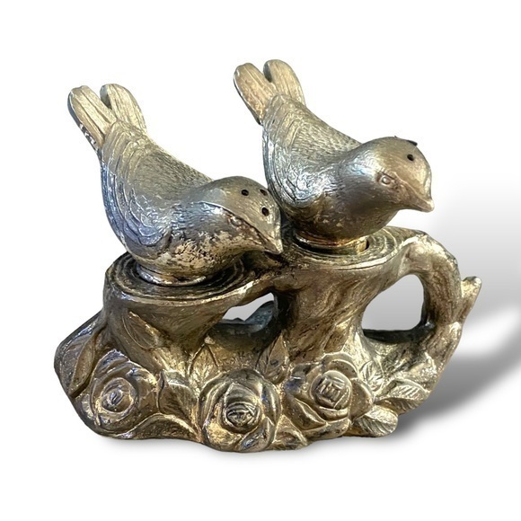 Vintage Price Imports Silver Plated Birds Salt & Pepper Shaker With Stand - Picture 1 of 6